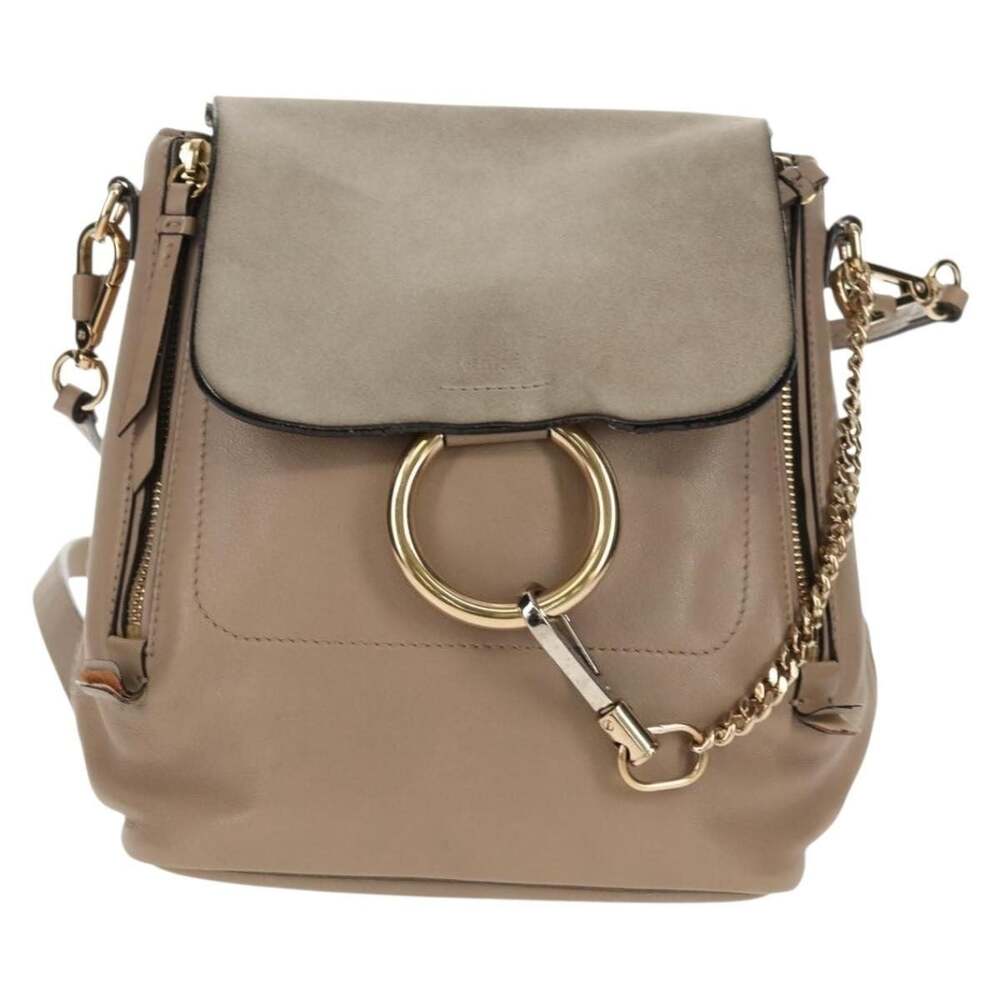 Chloe Suede Leather Fay Backpack Beige
